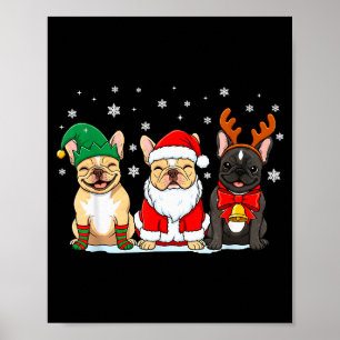 Poster Chien de Noël Bouledogue Français Amateur de Chien