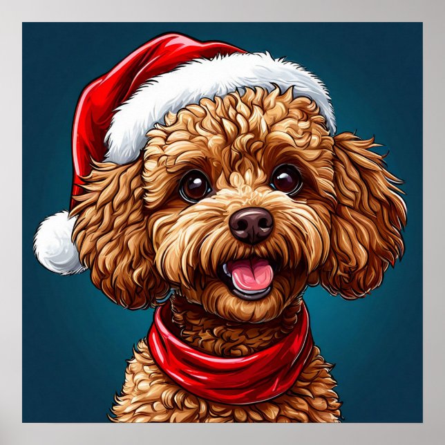 Poster Chien de Noël mignon (Devant)