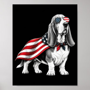 Poster Chien de pari 4 juillet Drapeau américain Chien Pa