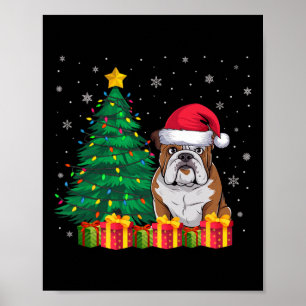 Poster Chien de taule américain moche Santa Hat lumières 