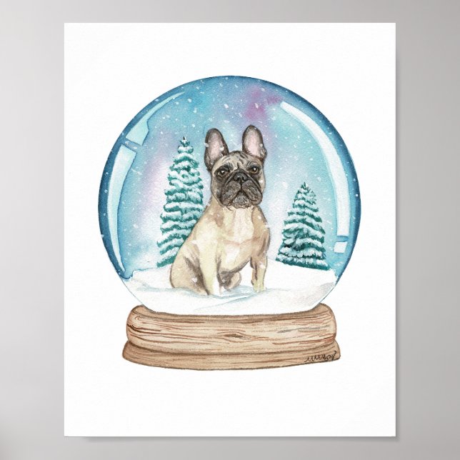 Poster Chien de taureau français dans le Globe des neiges (Devant)