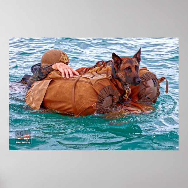 POSTER CHIEN DE TRAVAIL MILITAIRE AMÉRICAIN (Devant)