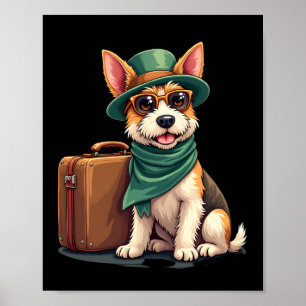 Poster Chien de voyage amusant avec graphique de sac pour