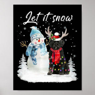 Poster Chien d'eau portugais Père Noël Chien Noël Snowman