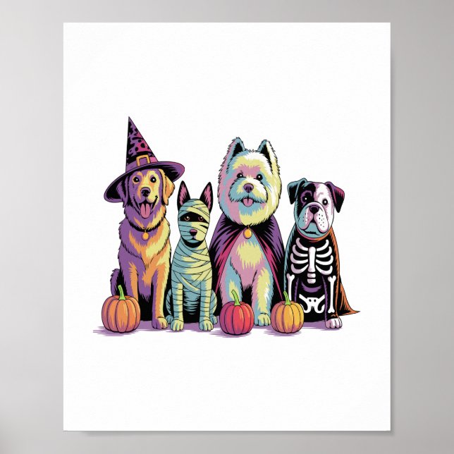 Poster Chien d'équipe de brosse d'Halloween (Devant)