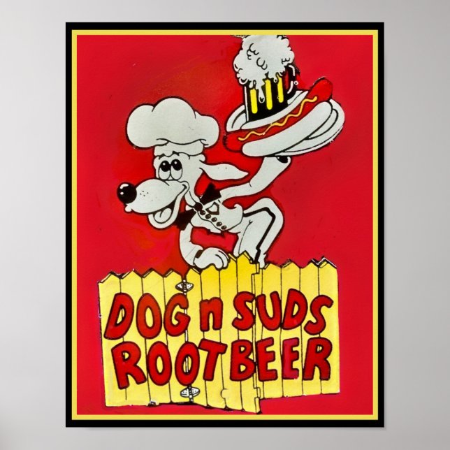 Poster CHIEN DES ANNÉES 1960 sur la bière racine SUDS (Devant)