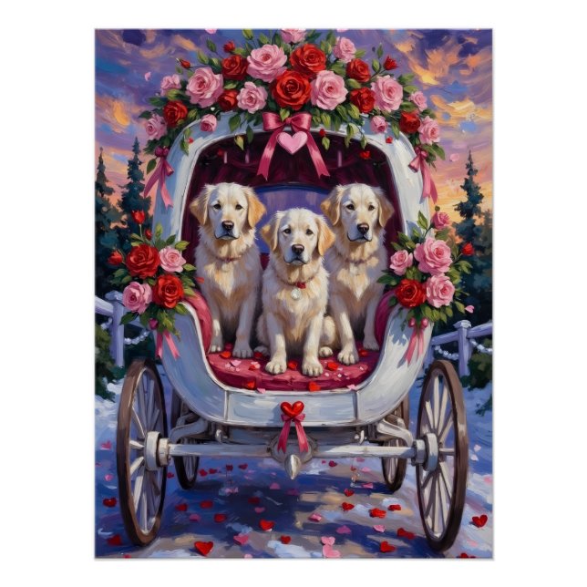Poster Chien des Grands Pyrénées Saint-Valentin (Devant)