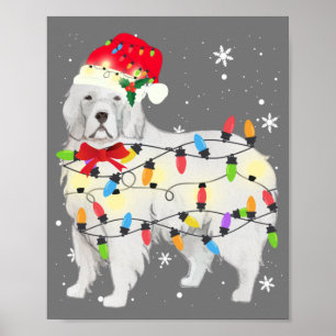 Poster Chien des Pyrénées Noël Lumière Noël Maman Papa
