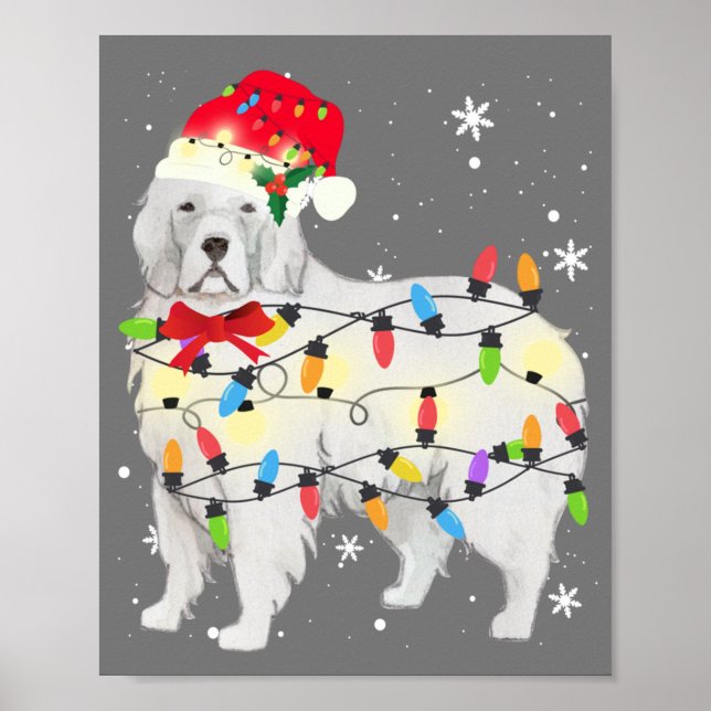 Poster Chien des Pyrénées Noël Lumière Noël Maman Papa (Devant)