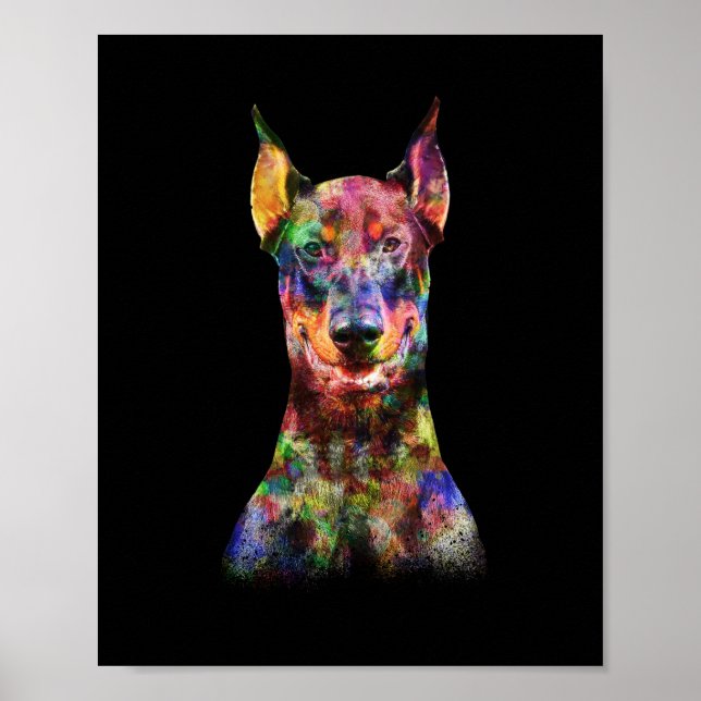 Poster Chien Doberman coloré (Devant)