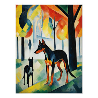 Poster Chien Doberman marchant dans le parc 05 - Madelein