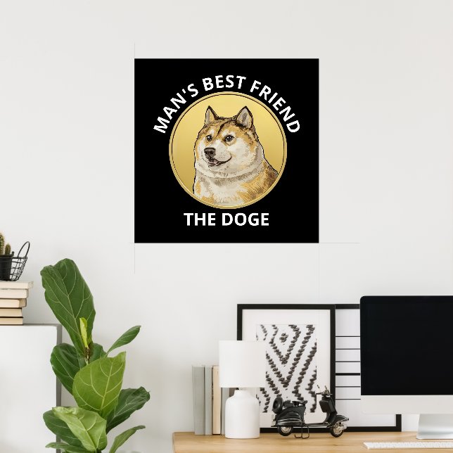 Poster Chien Dogecoin Personnalisé (Bureau à domicile)