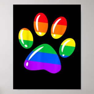 Poster Chien Empreinte de patte arc-en-ciel Paw LGBT Prid