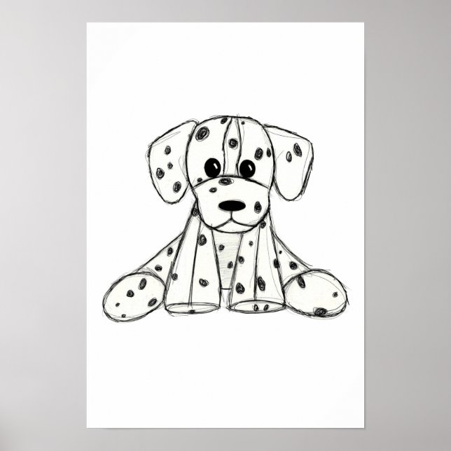 Poster Chien en dalmate dessin simple noir (Devant)