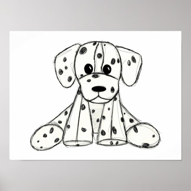 Poster Chien en dalmate dessin simple noir (Devant)