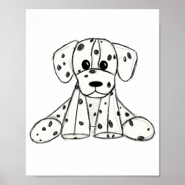 Poster Chien en dalmate dessin simple noir (Devant)