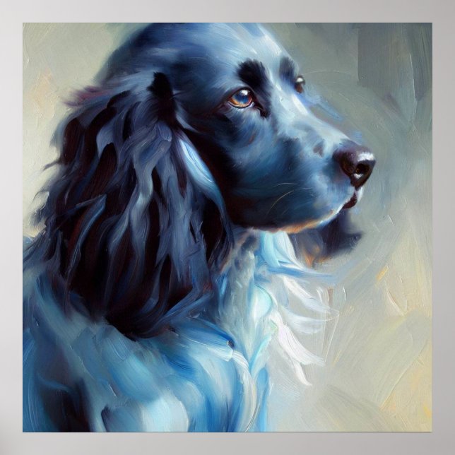 Poster Chien espagnol Picardie bleu (Devant)