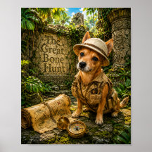 Chien Explorateur Mignon Ruines de la Jungle Antiq