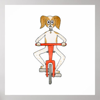 Poster Chien faisant du vélo.