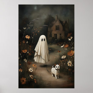 Poster Chien fantôme marchant la nuit – Huile de conte de