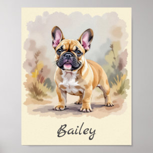 Poster Chien Français Tan Tan Fawn Couleur Cute Frenchie