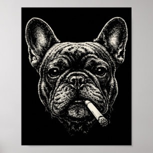 Poster Chien fumant une cigarette drôle de mème de bouled