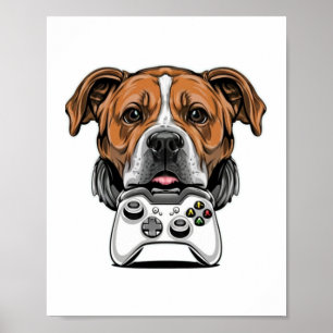 Poster Chien Gamer - Jeu vidéo