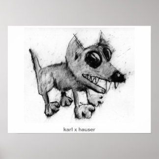 Poster chien gris avec dents