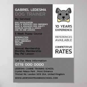 Poster Chien gris, Entraîneur de chiens Publicité