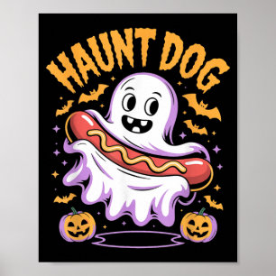 Poster Chien Hanté Drôle Fantôme Hotdog Halloween