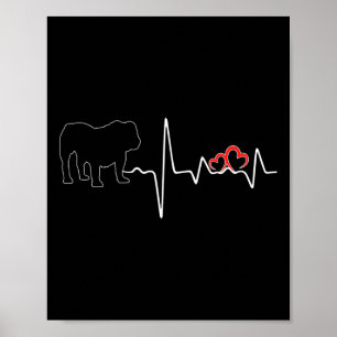 Poster Chien Heartbeat Amour Pour Chiens Amoureux Bulldog
