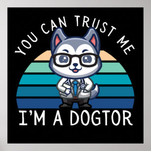 Poster Chien Husky Kawaii Drôle Docteur