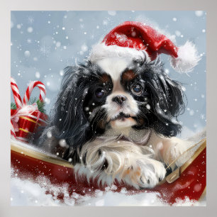 Poster Chien Japonais Chin Noël Fête