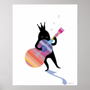 Poster Chien Jouant de la guitare