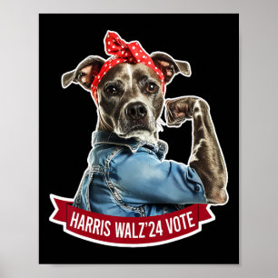 Poster Chien Lady Kamala Harris Tim Walz Élection