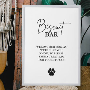 Poster Chien mariage moderne traiter signe biscuit bar en