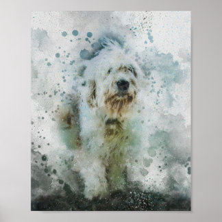 Poster chien mignon belle aquarelle peinture