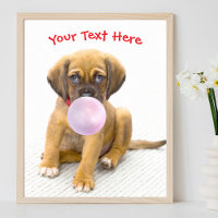 Chien mignon, bulle de gomme, nom ou message