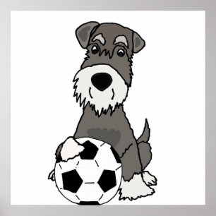 Poster Chien mignon de Schnauzer jouant la bande dessinée