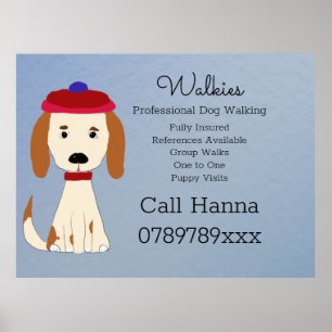 Poster Chien mignon marchant Chien Grooming Business on B