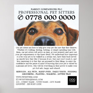 Poster Chien mignon, Service de pose d'animaux Publicité
