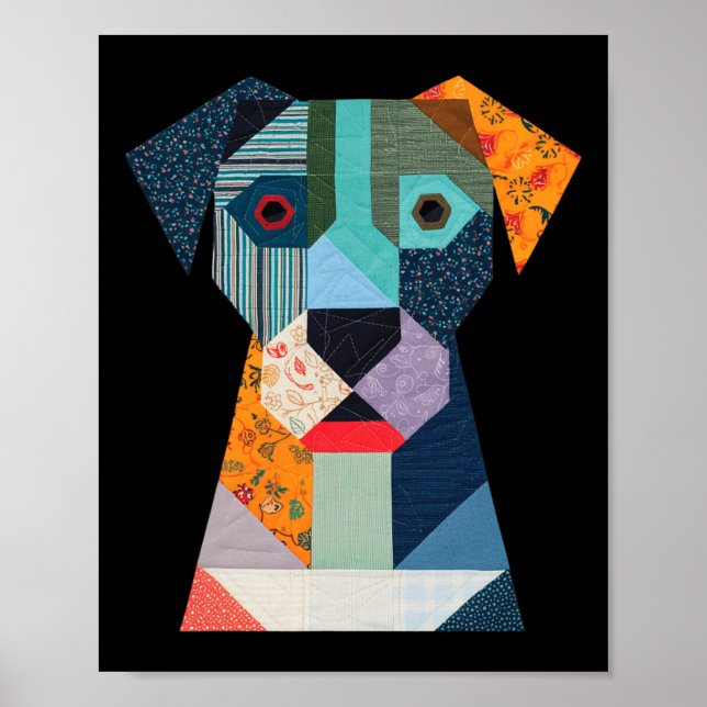 Poster Chien Motif De Quilt Pour Coudre De Quilter Lover (Devant)