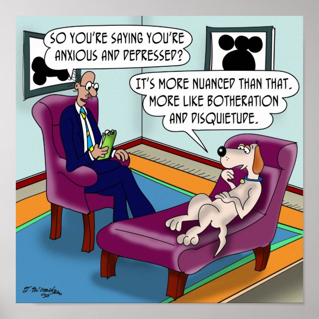 Poster Chien névrotique sur le canapé (Devant)