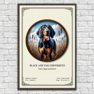 Poster Chien noir et feu de la série de zoologie Coonhoun
