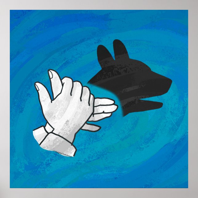 Poster Chien Ombré sur bleu (Devant)