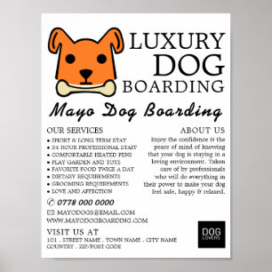 Poster Chien orange avec os, Embarquement de chien, Publi