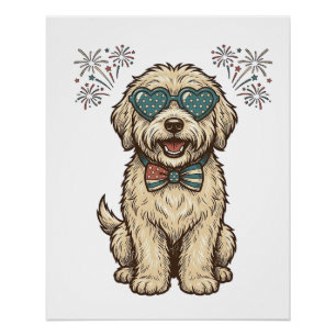 Poster Chien Patriotique Feu d'Artifice Design de Chemise