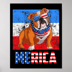 Poster Chien Patriotique US 4 juillet Drapeau Américain M