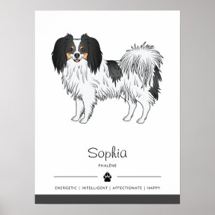 Poster Chien Phalène tricolore avec son propre nom