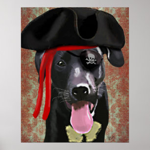 Poster Chien pirate du Labrador noir